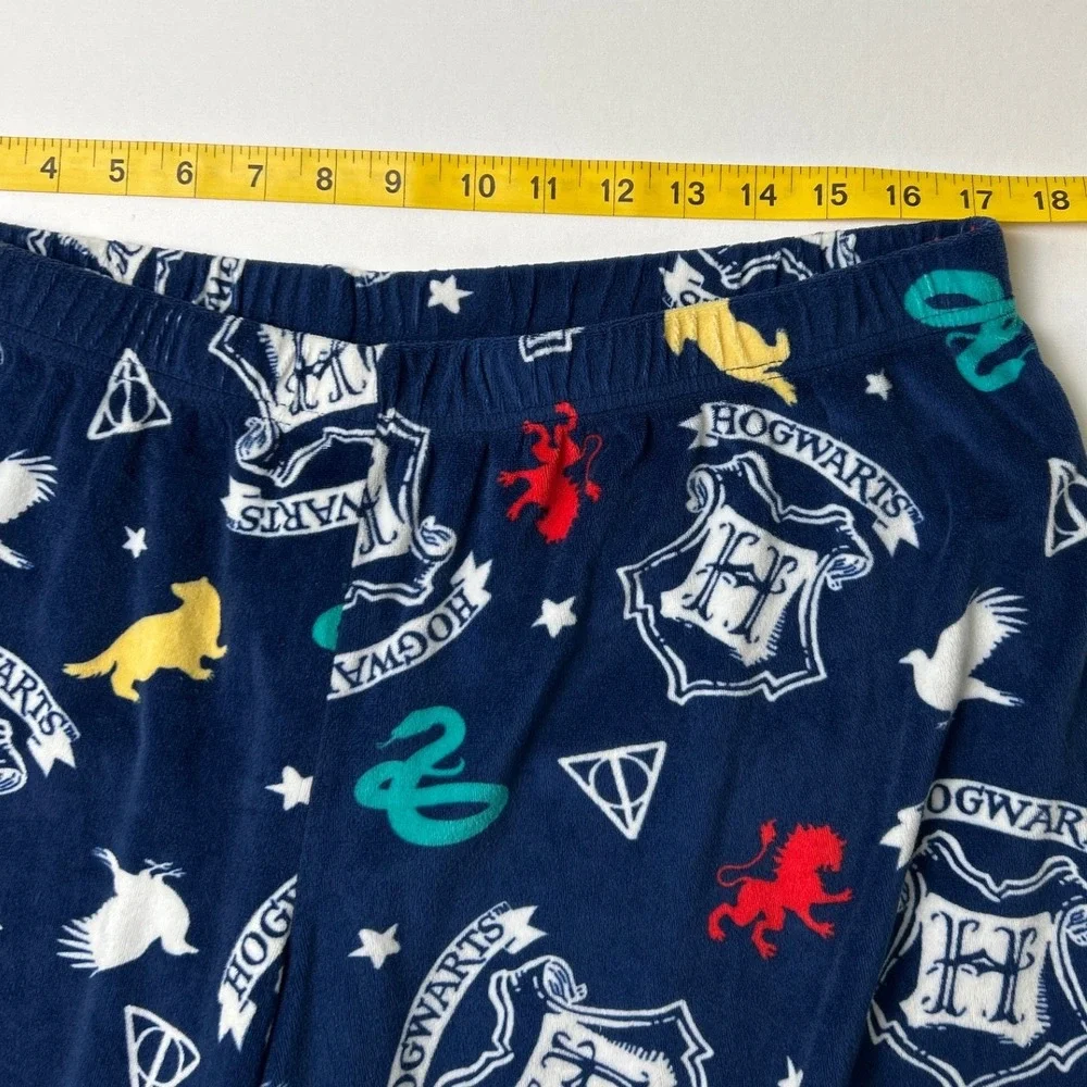 Harry Potter Girls XL 16-18 Winter White Sherpa Hogwarts Pajama Set Navy Blue